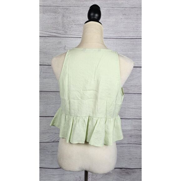 Zara Peplum Cropped Deep V-Neck Halter Top Mint Green Size Small - Picture 4 of 11